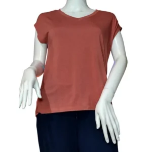Tahari Women V-neck Cap Sleeve Basic Blouse Pink Size X-Small