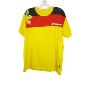 Vintage My Philippines Men Round Neck Sun in Yellow Red T-Shirt Size Medium