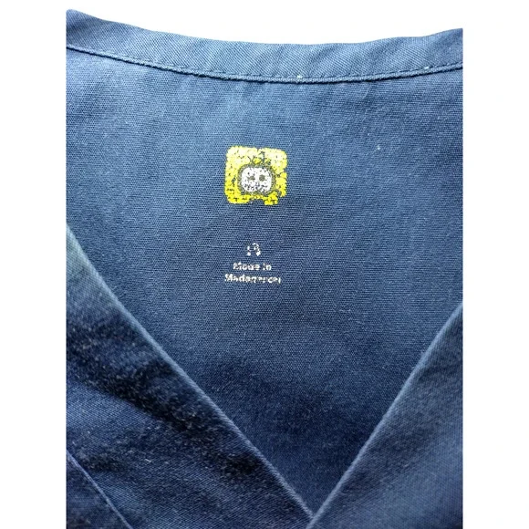 Wonder Wink Origins Brown V-Neck Scrub Top Navy Blue Size Large - Image 3