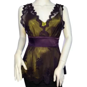 Nougat London Women Sleeveless Lace Cami Top Purple and Green Size 1
