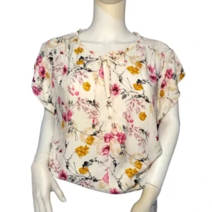 Buffalo David Bitton Women Flutter Sleeve Romantic Floral Blouse Size X-Large