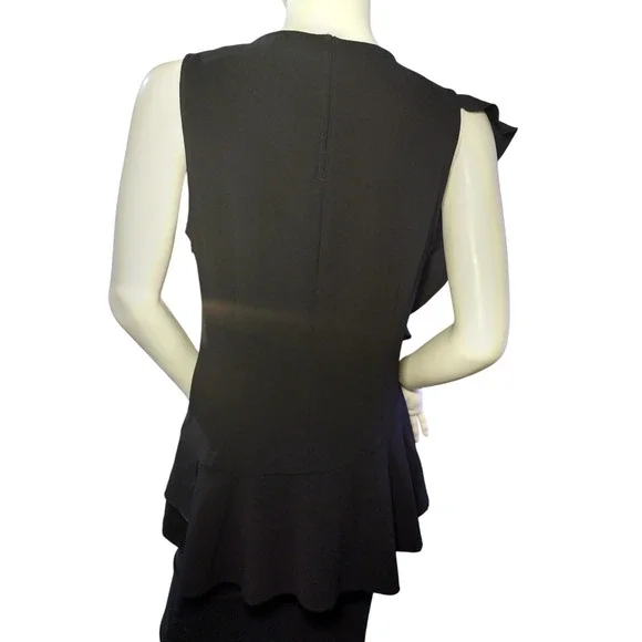 Ann Taylor Women Cascading Ruffle Short sleeve Blouse Black Size Small - Image 5