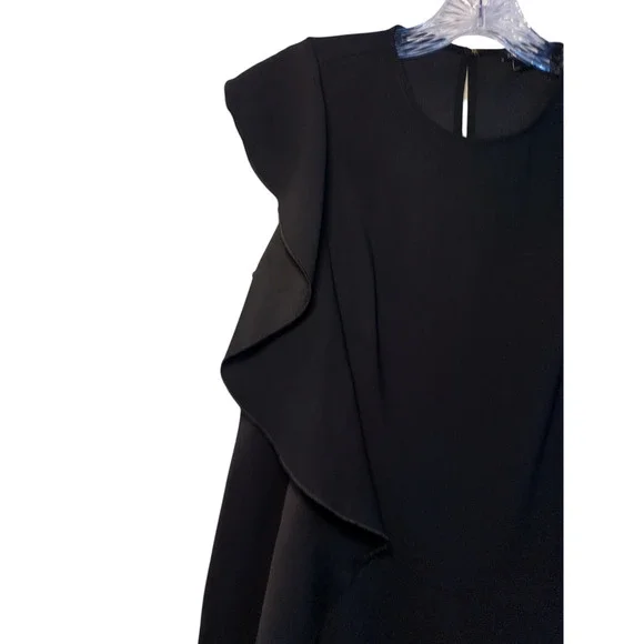Ann Taylor Women Cascading Ruffle Short sleeve Blouse Black Size Small - Image 8