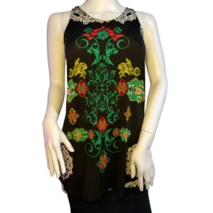 Riley + James Womens Sleeveless Racerback Black Floral Blouse Size X-Small