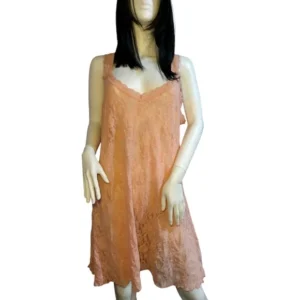 Hanky Panky Womens Deep v-neck Lace Mini A-line Dress Peach 2XL