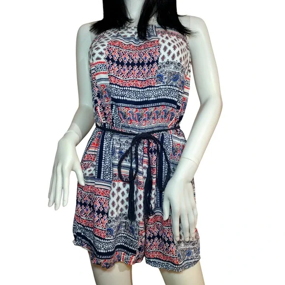 Three Pink Hearts Women Strapless Color block Romper Size Large