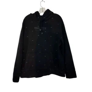Hollister Men Hoodie Small Black Bird Logo Print Sweatshirt Size X-Large
