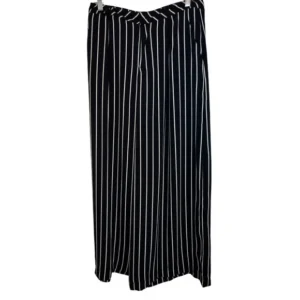 Trojori Womens Mid-waist Wide Pants Blue White Stripes Sz Md