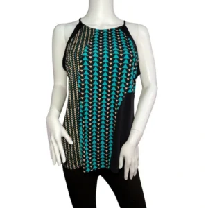 Worthington Women Sleeveless Top Blue and Black Size Medium