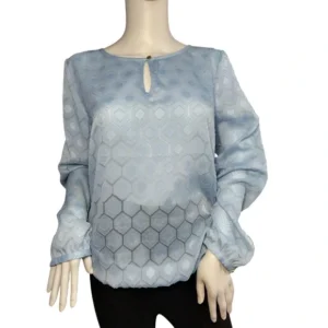 The Limited Women Tunic Long Sleeve Crew-Neck Blouse Blue  Size Large