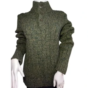 Eddie Bauer Classic Elements Sweater Button-Up Cable-Knit Green Size Small