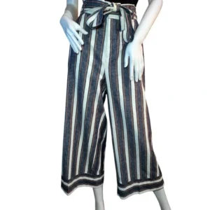 NWT Banana Republic Womens Blue Stripes wide Leg Pants Size 12