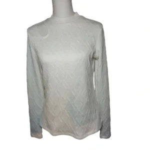 Cupio Women Sweater Long Sleeve Mock Neck Keyhole Shoulder White Size Small
