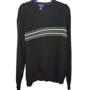 John Ashford Men Sweater Long Sleeves Crew-Neck Knit Striped Black Size X-Large
