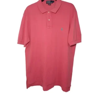 Polo Ralph Lauren Men Polo Shirt Short Sleeves Collared Pink Size Large