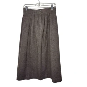 Jones New York Womens A-Line Skirt Pleated Chevron Midi Pure Wool Gray Size 14