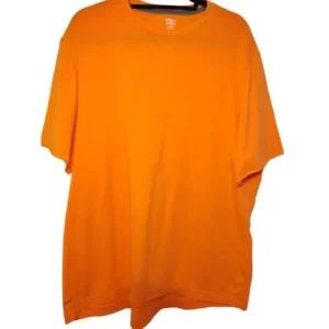 Athletic Works Men Crew-Neck T-Shirt Short Sleeve Raw Hem Stretch Orange X-Large