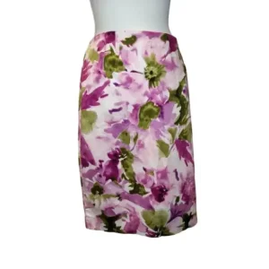 Jones Wear Women Floral Pencil Skirt Stretch Back Zip Midi Length Size 12
