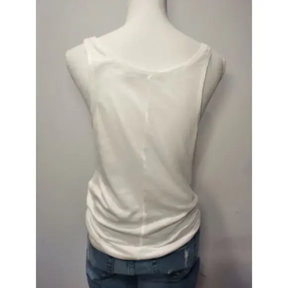 14th & Union Women Tank-Top Tie Front Scoop-Neck Sleeveless Stretch White Size-Small - Image 2