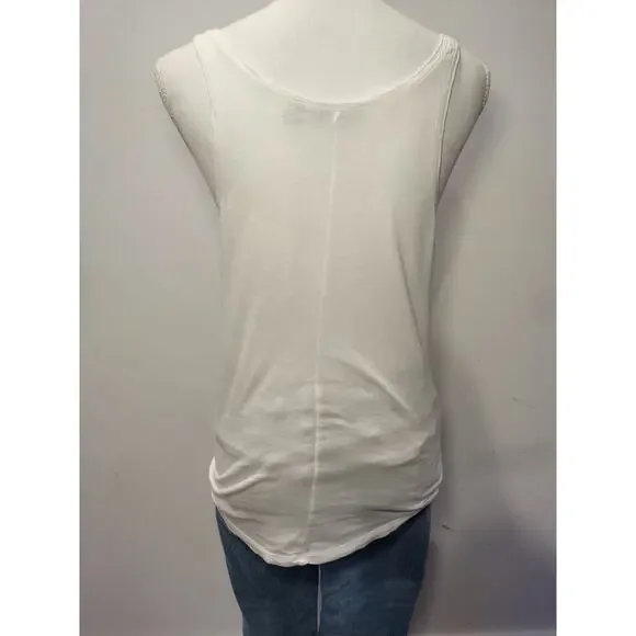 14th & Union Women Tank-Top Tie Front Scoop-Neck Sleeveless Stretch White Size-Small - Image 4