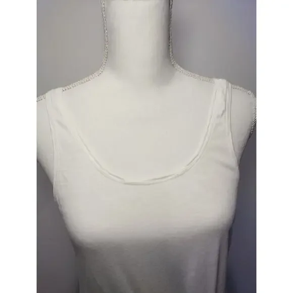 14th & Union Women Tank-Top Tie Front Scoop-Neck Sleeveless Stretch White Size-Small - Image 9