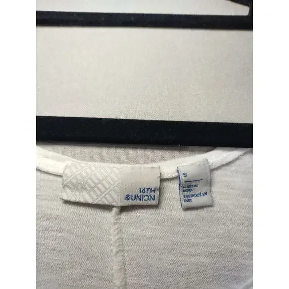 14th & Union Women Tank-Top Tie Front Scoop-Neck Sleeveless Stretch White Size-Small - Image 11