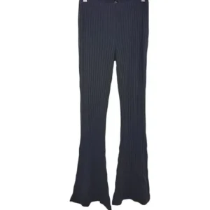 Forever 21 Womens Flared Pants High Rise Elastic Waist Pinstripe Stretch Purple