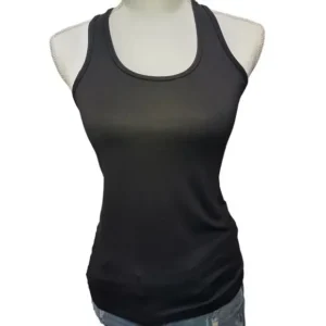 Champion Women Scoop-Neck Racerback Fitted Sleeveless Black Tank Top Size Small