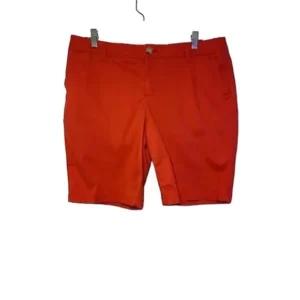 Liz Claiborne Womens Golf Chino Shorts Flat Front Slash Pocket Orange Petite