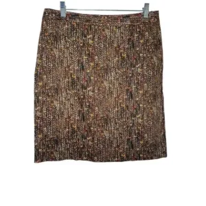 Van Heusen Womens Patterned Pencil Skirts Flat Front Back Zip Brown Size 10