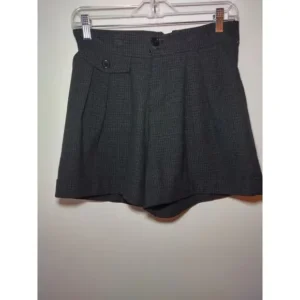 Jack Womens Culotte Shorts Plaid High Rise Pleated Front Cuffed Hem Gray Small