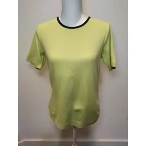 Sport Savvy Women Short Sleeve Round-Neck Stretch Pullover Lime Green Top Size X-Small