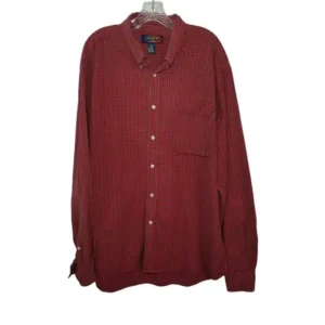 REP Ltd Men Button-Down Long Sleeves Pocket Collared Plaid Red Top Size X-Large