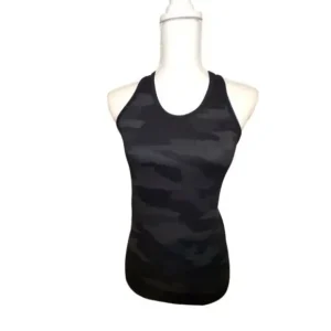 Athleta Women Momentum Camouflage Racerback Seamless Black Tank Top Size X-Small
