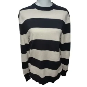 L.O.G.G. X H&M Women Long Sleeves Crew-Neck Knit Striped Black and White Sweater Size-Small