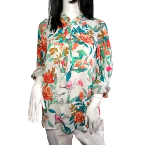 Guess Women Casual Long Sleeve Multicolored Floral Blouse Size Large