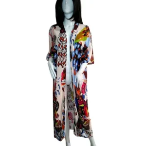 Women Elbow Sleeve Kimono Loose Swimsuit Cover up Multicolored One size