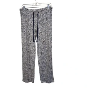Liz Clairborne Womens Leopard Long Pajama Sleep Pants Blue Size Medium