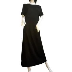 Dialogue Women Short Sleeve Crew-Neck Maxi Dress Black Size Small