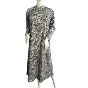 Travel Lite Women Long Sleeve High-Neck Black and White Cheetah Printed Maxi Dress Size Medium