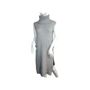 Fate Women Sleeveless Turtleneck Cashmere Blend Sweater Dress Gray Size-Large