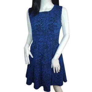 Emerald Sundae Women Sleeveless Summer Fit-N- Flare Skater Dress Blue and Black Size Large
