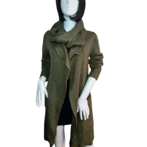 Derek Heart Women Long Draped Sweater Green Size-Medium