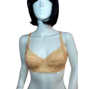 Womens Deep V-neck Full Lace Push up Bra Nude Size XS