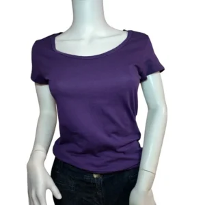 14th & Union Women Pullover Cap Short Sleeve Scoop-Neck T-Shirt Purple Size-Small