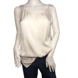 Women Sleeveless Pullover Scoop-Neck Satin Blouse Size 7