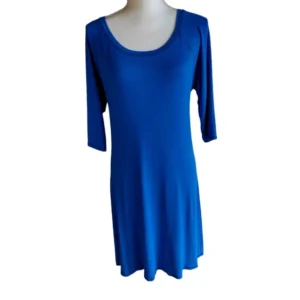 Howinks Women Royal Blue 3/4 Sleeves Tunic Mini T-Shirt Dress Size Large