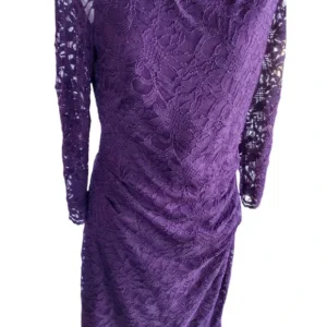 Taylor Women Long Sleeve Cocktail Zip Detail Lace Sheath Dress Burgundy Size 8
