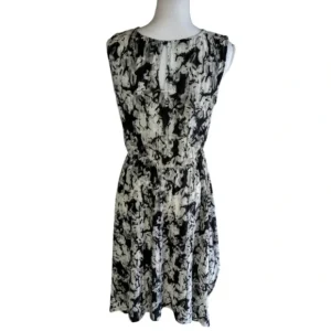 Simply By Vera Wang Women Black & White Sheer Over Sleeveless Summer Dress Medium
