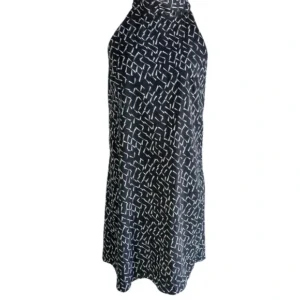 Banana Republic Women Turtleneck Sleeveless Geometric Mini Dress Black Size 4
